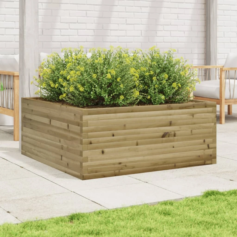 vidaXL dārza puķu kaste, 110x110x46 cm, impregnēts priedes koks