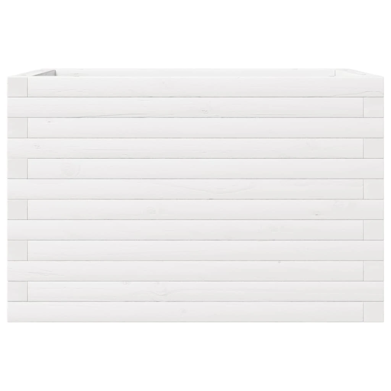 vidaXL dārza puķu kaste, balta, 70x40x46 cm, priedes masīvkoks