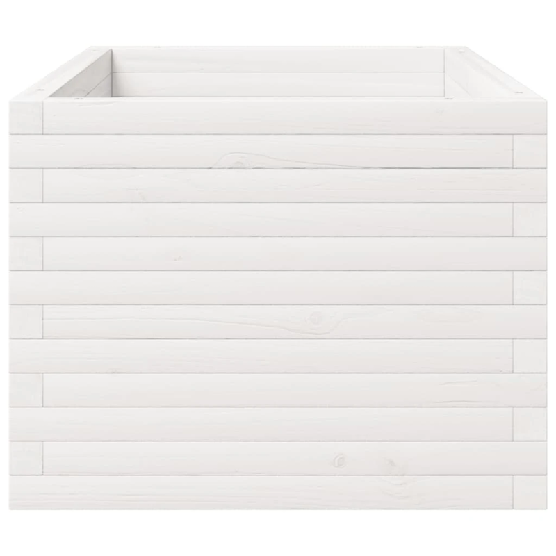 vidaXL dārza puķu kaste, balta, 90x60x49,5 cm, priedes masīvkoks