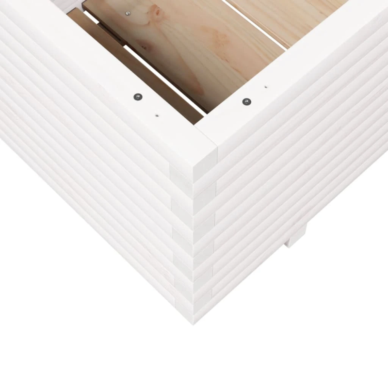 vidaXL dārza puķu kaste, balta, 110x60x49,5 cm, priedes masīvkoks