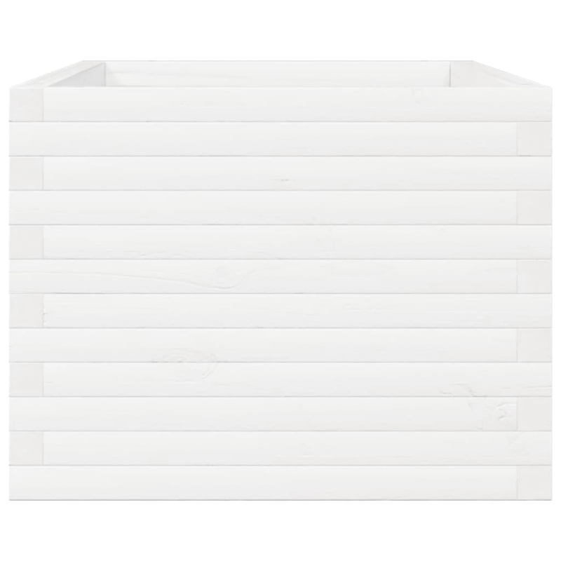 vidaXL dārza puķu kaste, balta, 110x60x49,5 cm, priedes masīvkoks