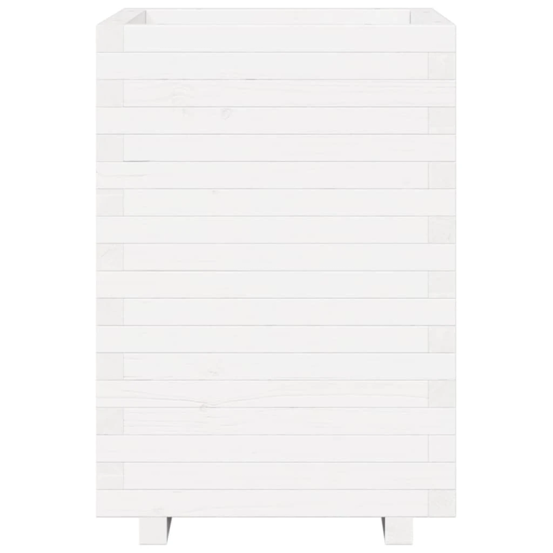 vidaXL dārza puķu kaste, balta, 50x50x72,5 cm, priedes masīvkoks