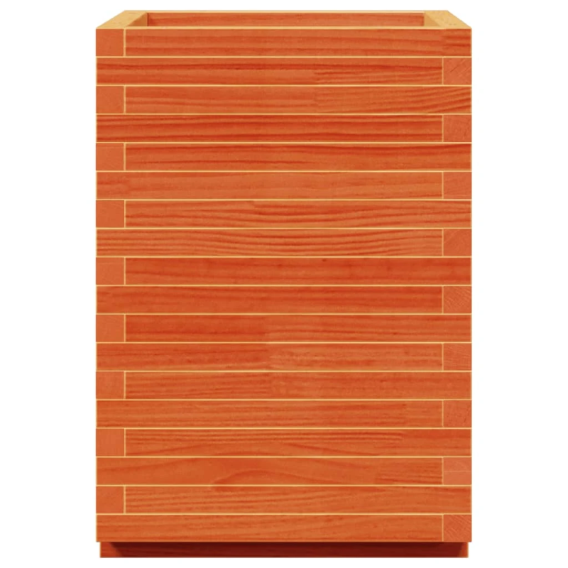 vidaXL dārza puķu kaste, vaska brūnas, 50x50x72,5cm, priedes masīvkoks