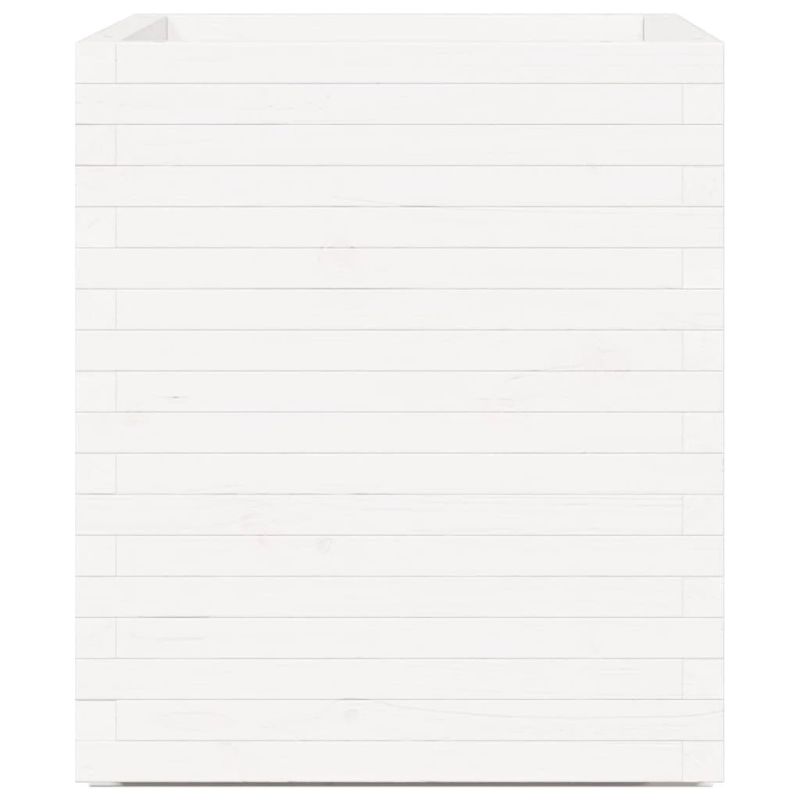 vidaXL dārza puķu kaste, balta, 60x60x72,5 cm, priedes masīvkoks