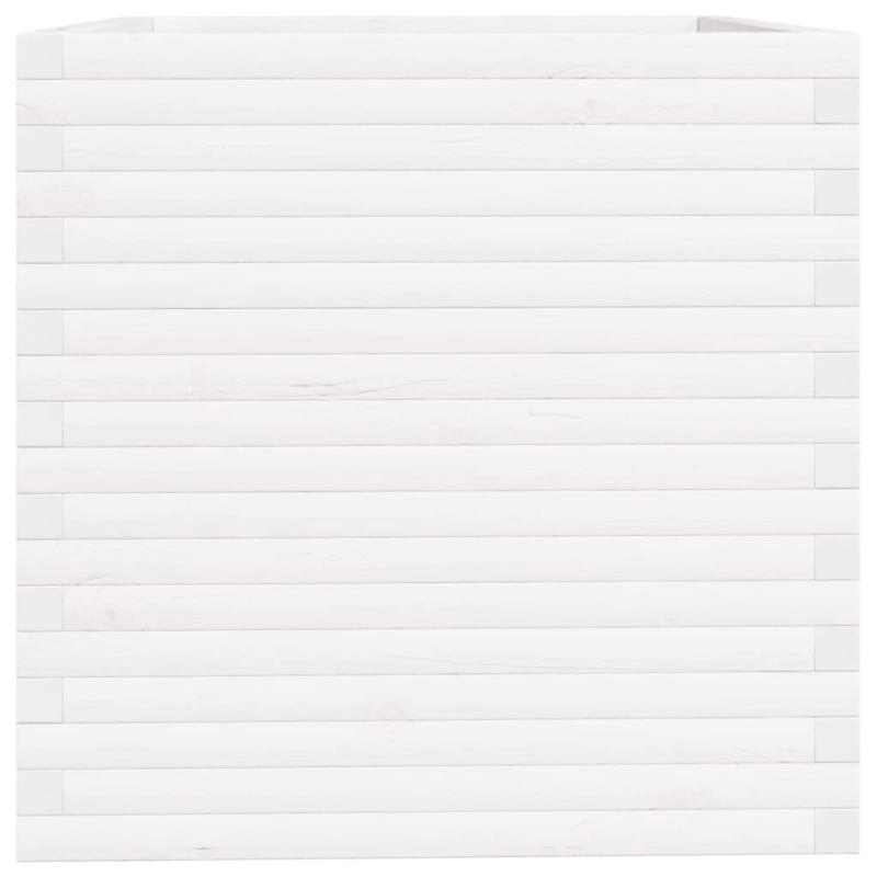 vidaXL dārza puķu kaste, balta, 70x70x72,5 cm, priedes masīvkoks