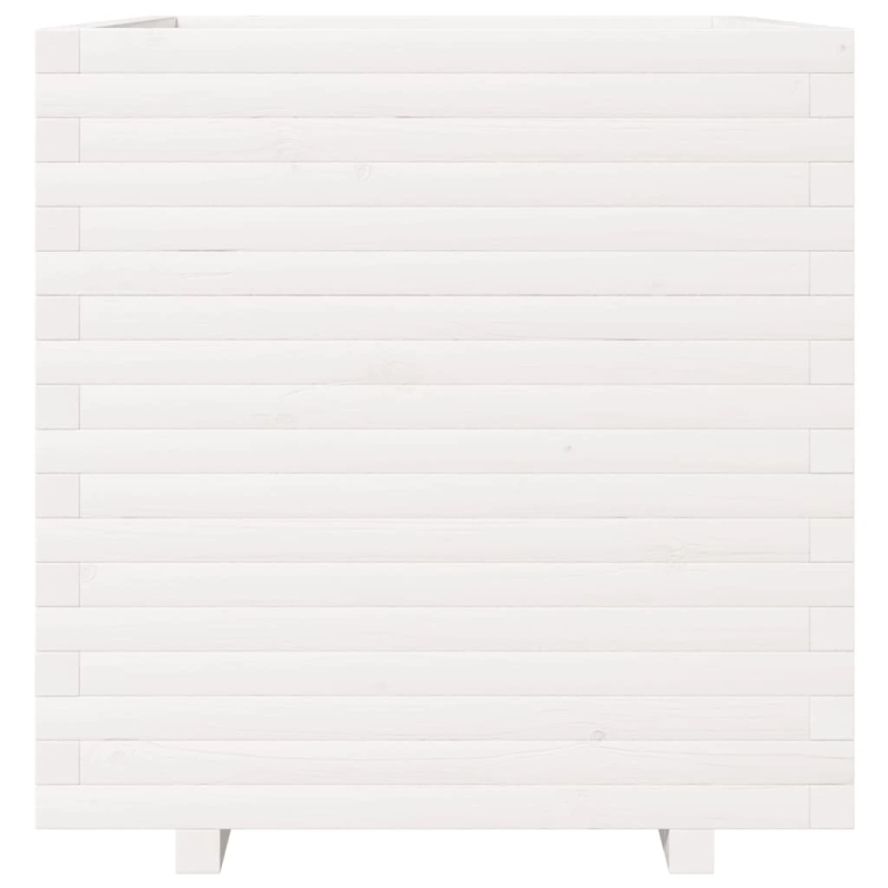 vidaXL dārza puķu kaste, balta, 70x70x72,5 cm, priedes masīvkoks