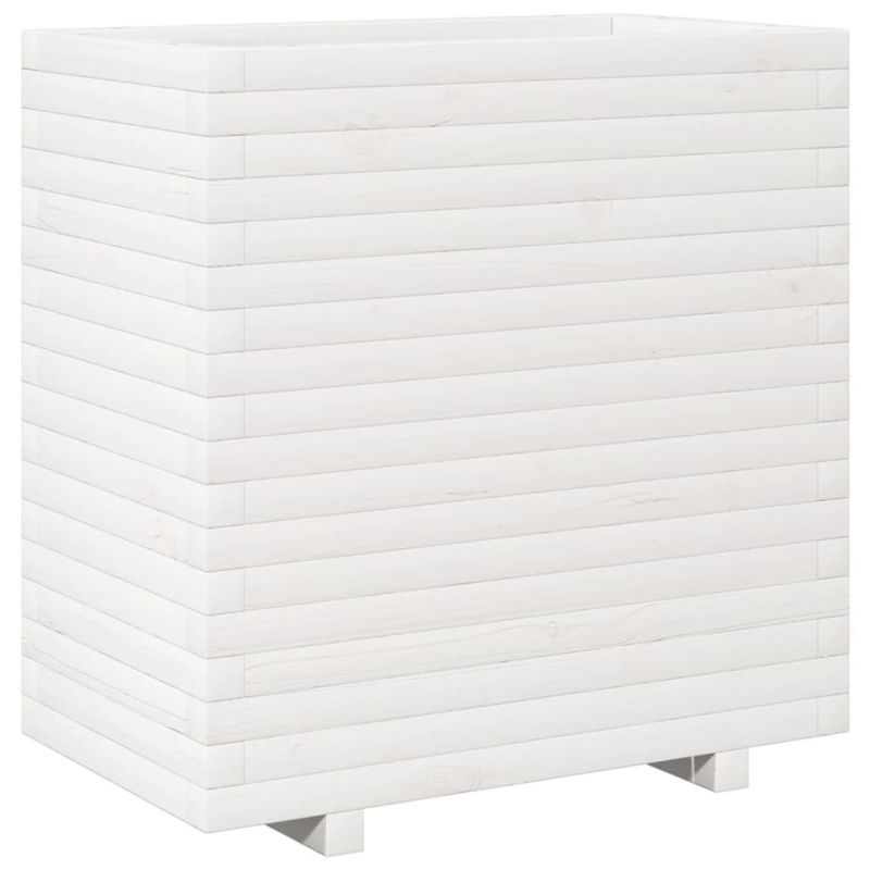 vidaXL dārza puķu kaste, balta, 70x40x72,5 cm, priedes masīvkoks