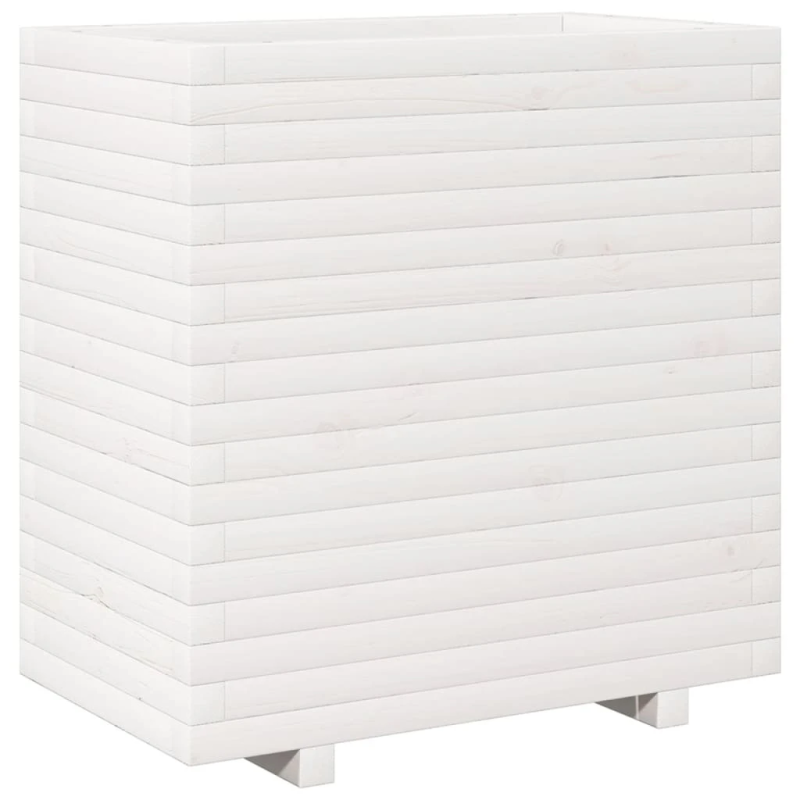vidaXL dārza puķu kaste, balta, 70x40x72,5 cm, priedes masīvkoks