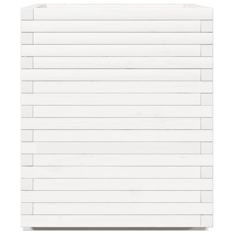 vidaXL dārza puķu kaste, balta, 90x60x72,5 cm, priedes masīvkoks