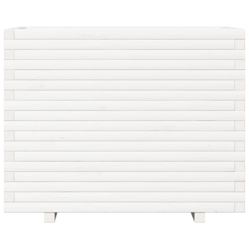 vidaXL dārza puķu kaste, balta, 90x60x72,5 cm, priedes masīvkoks