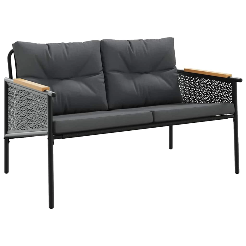 vidaXL 5-daļīgs balkona mēbeļu komplekts, matrači, melns, tērauds