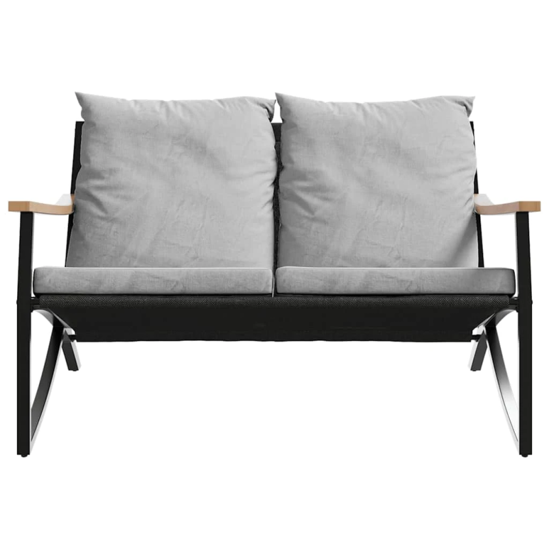 vidaXL 5-daļīgs balkona mēbeļu komplekts, matrači, melns, tērauds