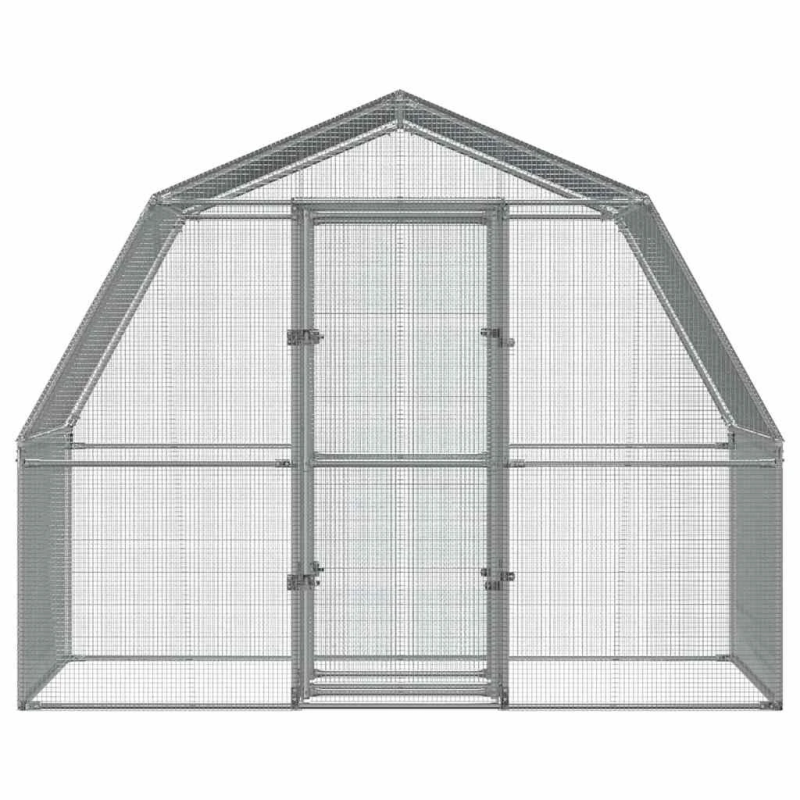 vidaXL putnu būris ar durvīm, sudraba cinkots tērauds