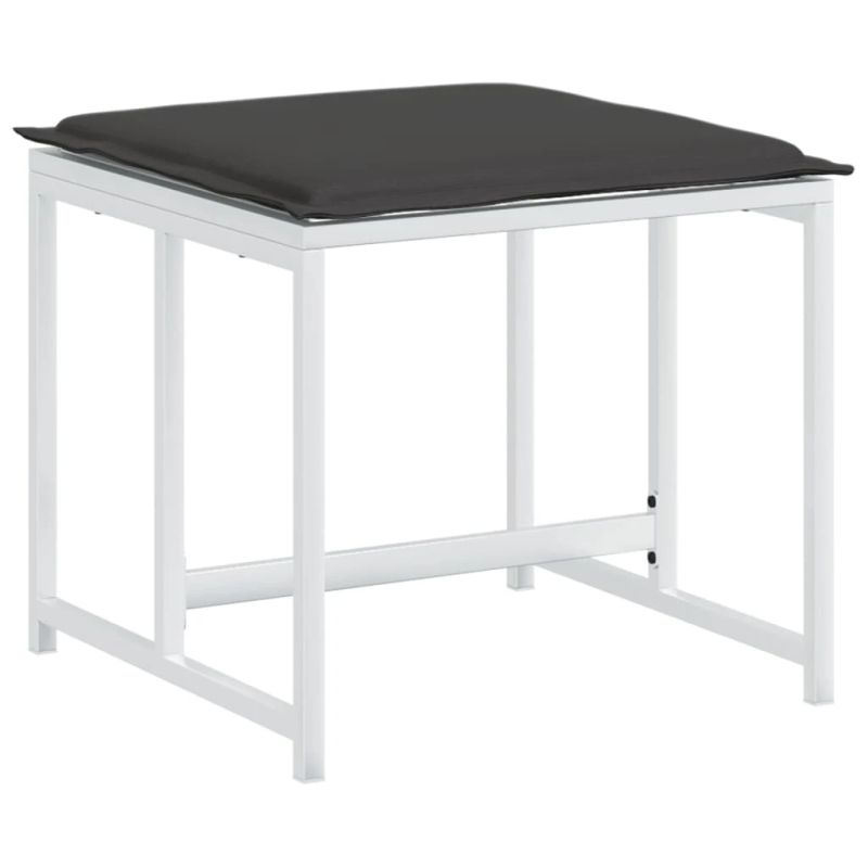 vidaXL 17-daļīgs dārza mēbeļu komplekts ar matračiem, balts tekstilēns