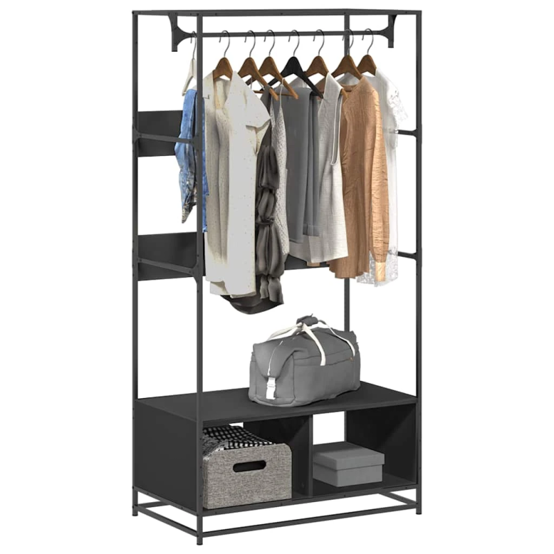 vidaXL skapis, 90x50x180 cm, melns, inženierijas koks