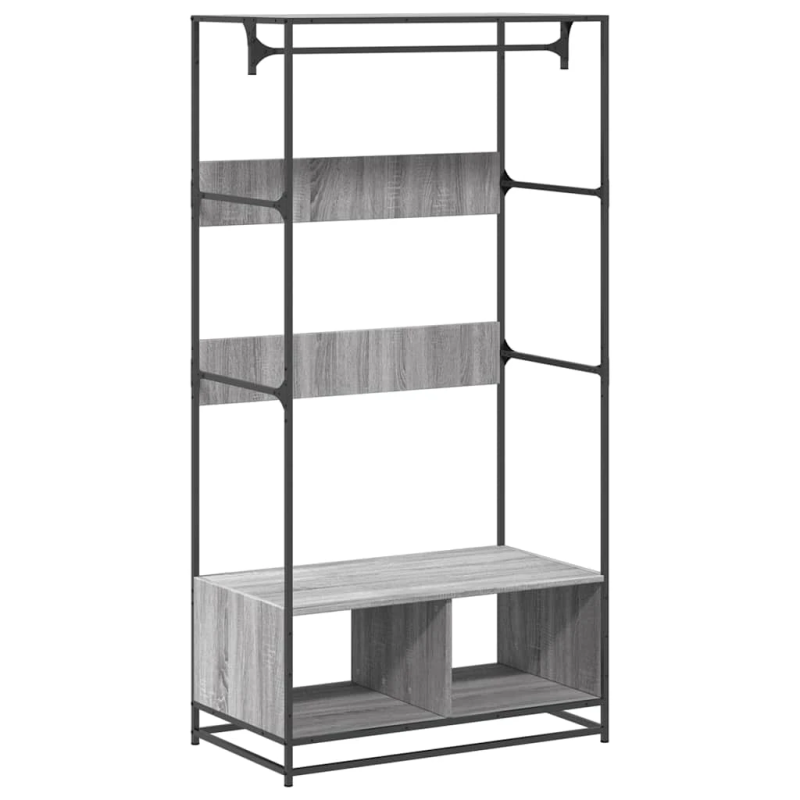 vidaXL drēbju skapis, pelēka ozola, 90x50x180 cm, inženierijas koks