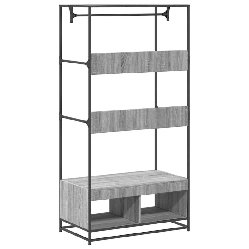 vidaXL drēbju skapis, pelēka ozola, 90x50x180 cm, inženierijas koks