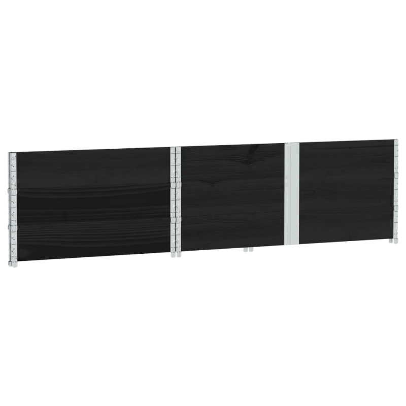 vidaXL palešu apmales, 3 gab., melns, 150x100 cm, priedes masīvkoks