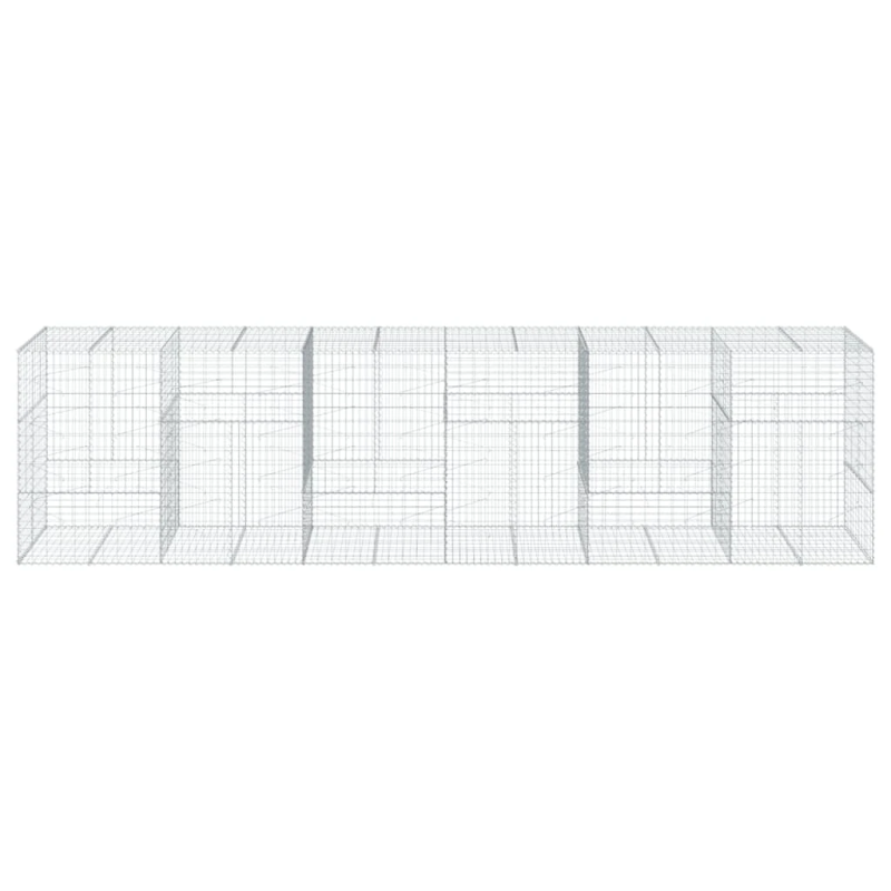 vidaXL gabiona grozs ar vāku, 600x100x150 cm, cinkota dzelzs