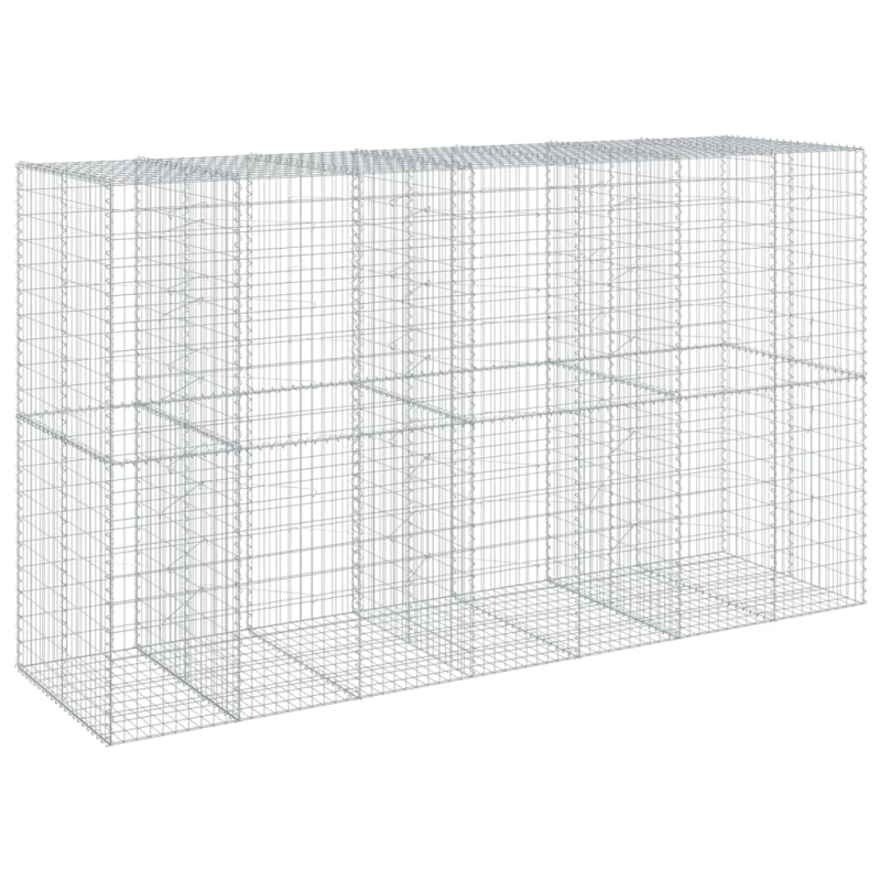 vidaXL gabiona grozs ar vāku, 350x100x200 cm, cinkota dzelzs