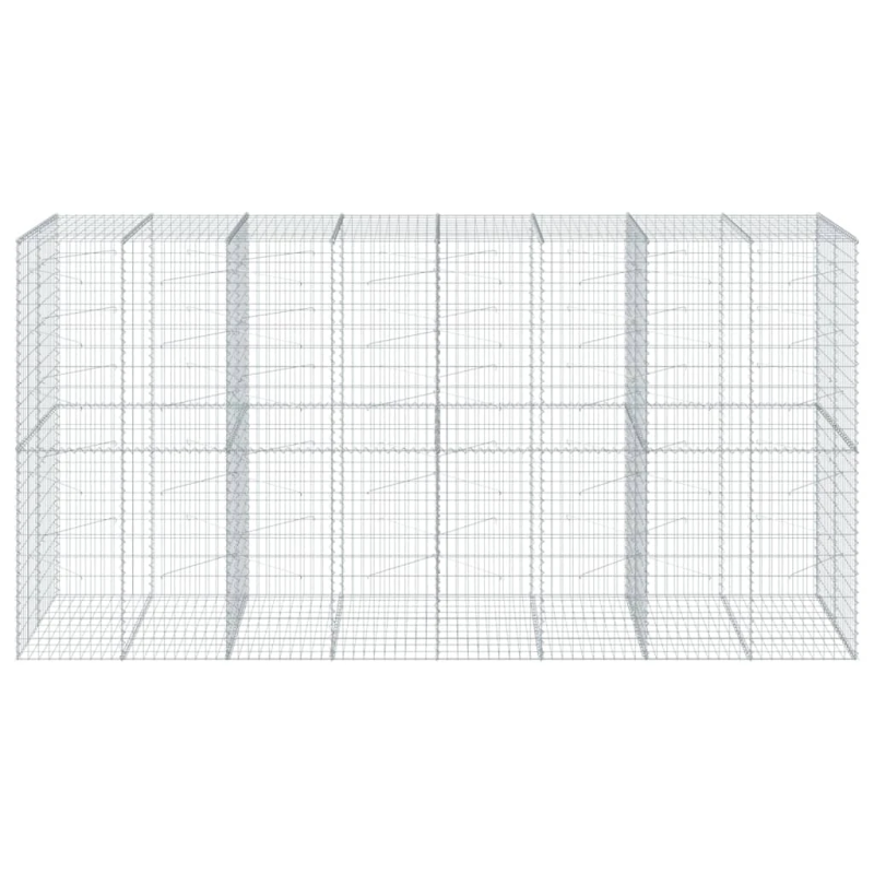 vidaXL gabiona grozs ar vāku, 400x100x200 cm, cinkota dzelzs