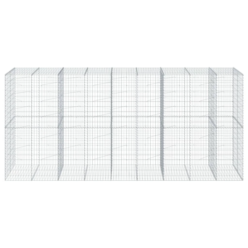 vidaXL gabiona grozs ar vāku, 450x100x200 cm, cinkota dzelzs