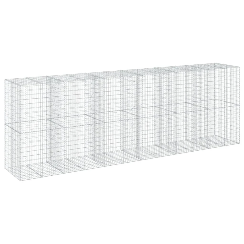 vidaXL gabiona grozs ar vāku, 600x100x200 cm, cinkota dzelzs