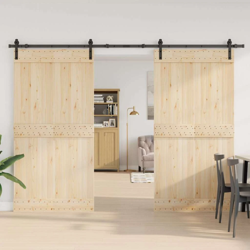 vidaXL bīdāmo durvju sistēma, 305 cm, melns tērauds