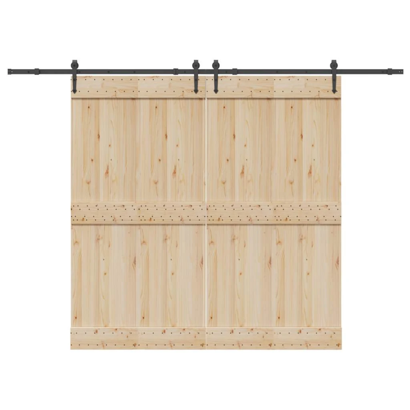 vidaXL bīdāmo durvju sistēma, 305 cm, melns tērauds