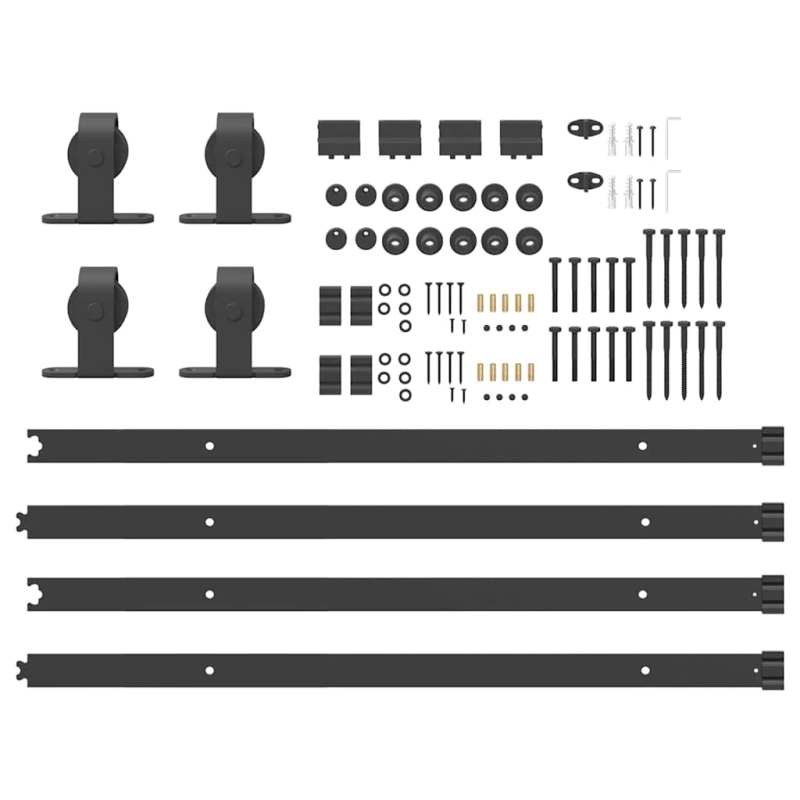 vidaXL bīdāmo durvju sistēma, 400 cm, melns tērauds