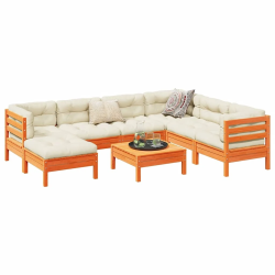 vidaXL 8-daļīgs dārza dīvānu komplekts, matrači, brūns priedes koks