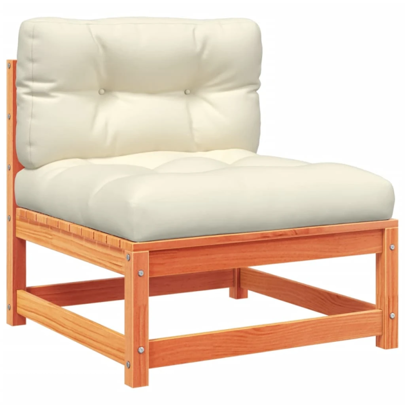 vidaXL 6-daļīgs dārza dīvānu komplekts, matrači, brūns priedes koks