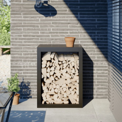 vidaXL malkas uzglabāšanas statīvs, melns, 60x40x80 cm, tērauds