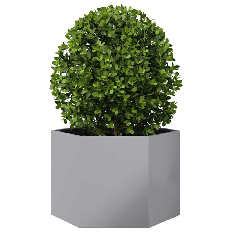 vidaXL dārza puķu kaste, sešstūra, 69x60x45 cm, cinkots tērauds