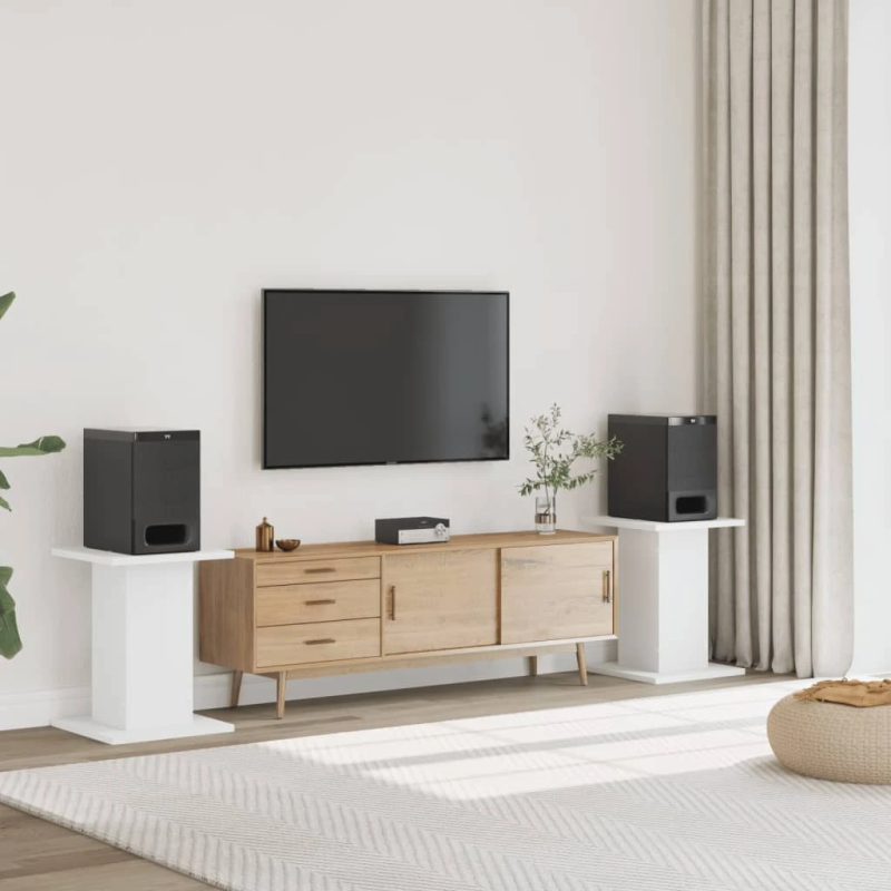 vidaXL skaļruņu statīvi, 2 gab., balti, 30x30x60 cm, inženierijas koks