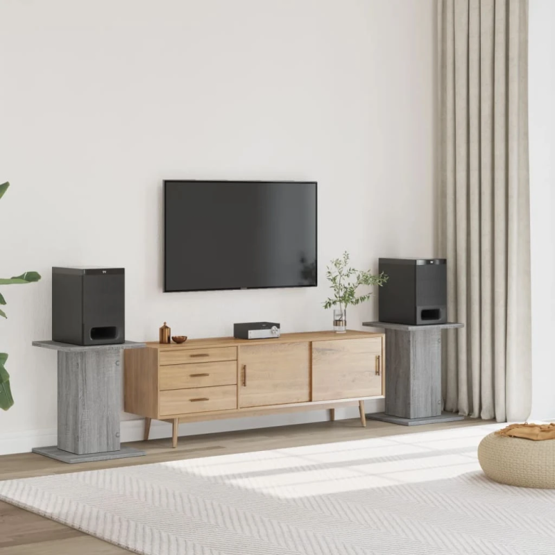 vidaXL skaļruņu statīvi, 2 gab., pelēka ozola, 30x30x60 cm, koks