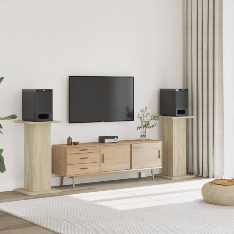 vidaXL skaļruņu statīvi, 2 gab., ozolkoka krāsa, 30x30x80 cm, koks