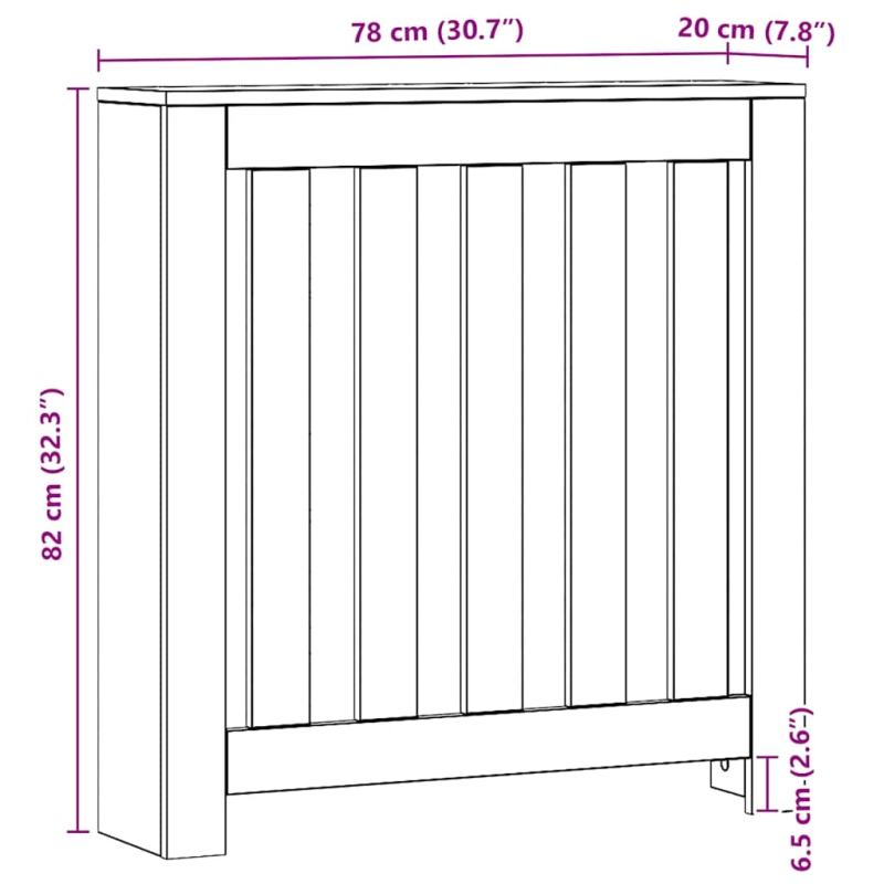 vidaXL radiatora pārsegs, koka krāsa, 78x20x82 cm, inženierijas koks