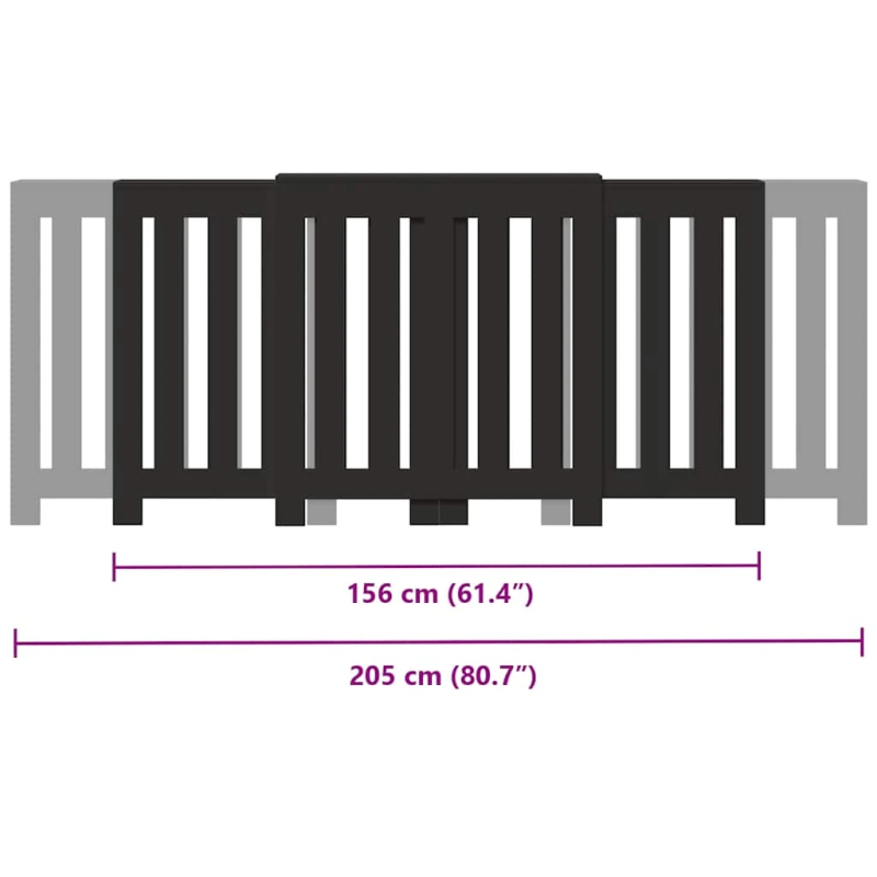 vidaXL radiatora pārsegs, melns, 205x21,5x83,5 cm, inženierijas koks