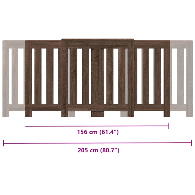vidaXL radiatora pārsegs, brūna ozola, 205x21,5x83,5 cm, koks