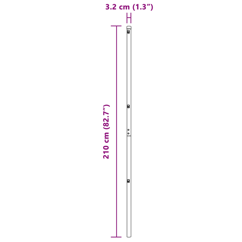 vidaXL Žoga āķis 52 pcs Pelēka 3,2 x 3,2 x 210 cm