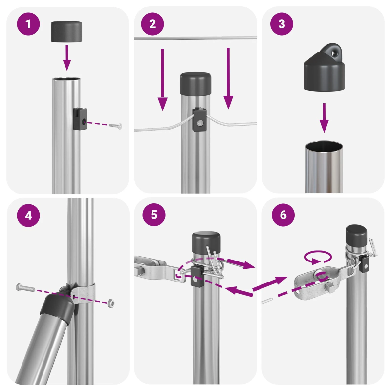 vidaXL Žoga āķis 26 pcs Pelēka 3,2 x 3,2 x 100 cm