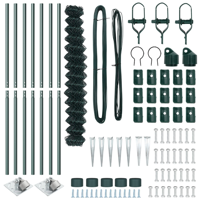 vidaXL Žoga āķis Zaļa 10 x 1,6 m ,60 x 60 mm acs, Tērauds un PVC
