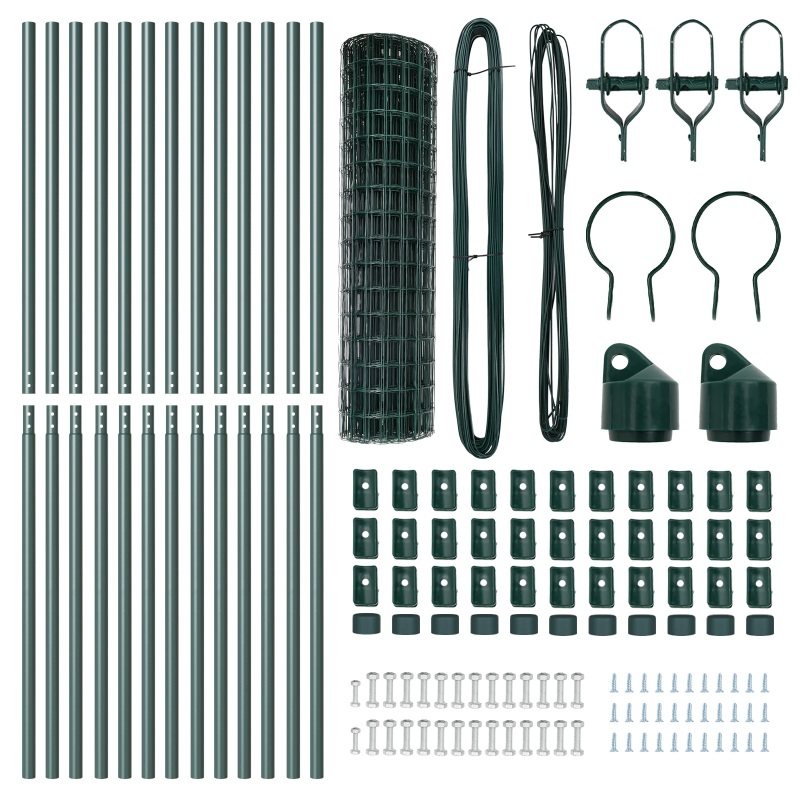 vidaXL Žogs ar stabu Zaļa 1 x 25 m Tērauds un PVC