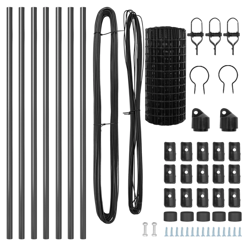 vidaXL Žogs ar stabu Pelēka 0,4 x 50 m Tērauds un PVC