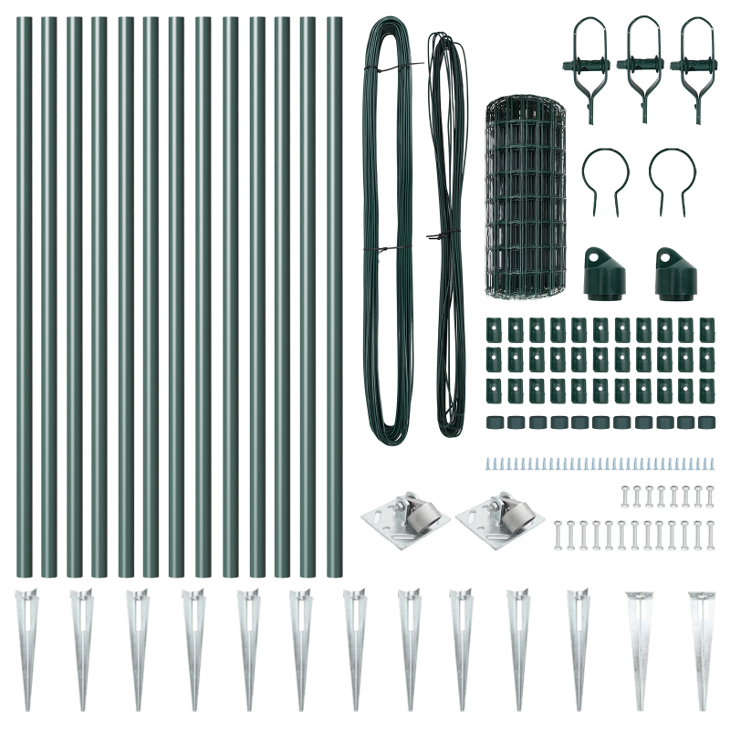 vidaXL Žogs ar stabu Zaļa 0,4 x 25 m Tērauds un PVC