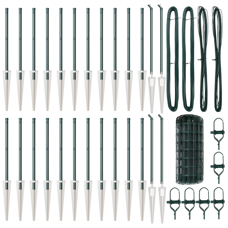 vidaXL Žogs ar stabu Zaļa 0,6 x 50 m Tērauds un PVC