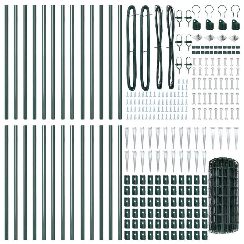 vidaXL Žogs ar stabu Zaļa 0,6 x 50 m Tērauds un PVC
