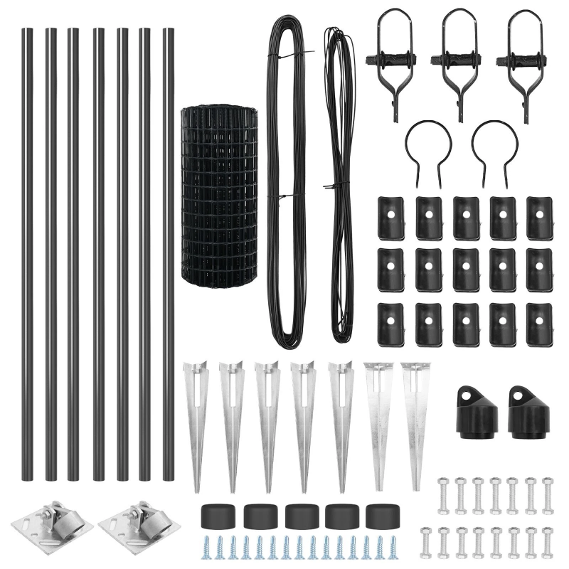 vidaXL Žogs ar stabiem. Pelēka 0.6 x 10 m Tērauds