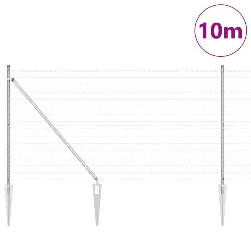vidaXL Žogs ar stabu Sudraba 1 x 10 m Tērauds